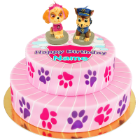 Paws Torte rosa mit Paw Patrol Figuren