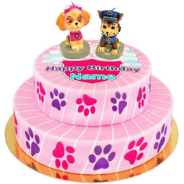 Paws Torte rosa mit Paw Patrol Figuren
