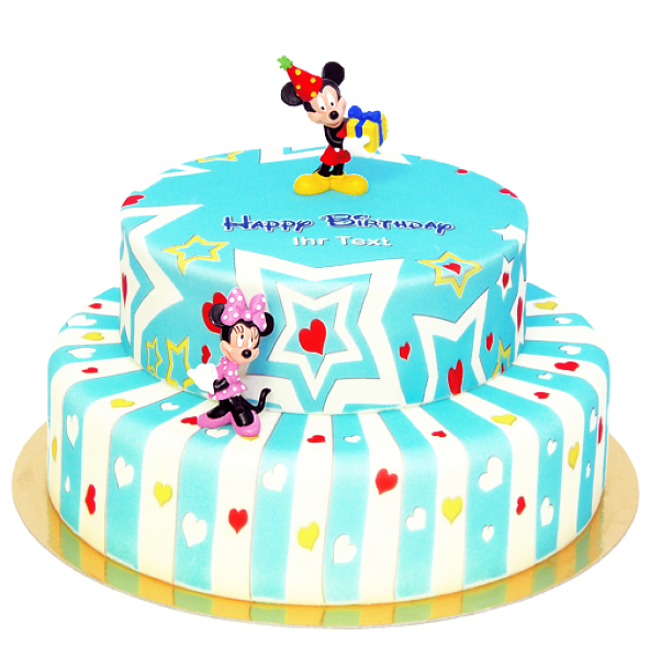 Micky Maus mit Mini Maus auf Geburtstagstorte
