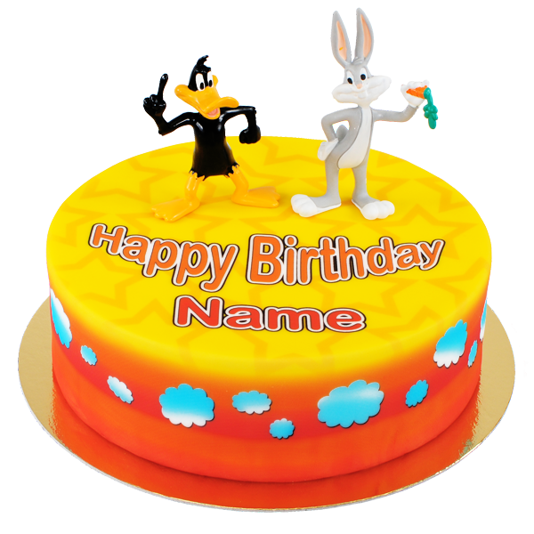 Bugs Bunny und Daffy Duck auf Farbbogen Torte