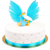 Luxury Storch mit Baby Torte blau