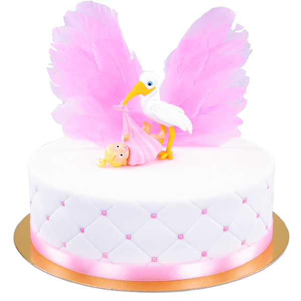 Luxury Storch mit Baby Torte rosa